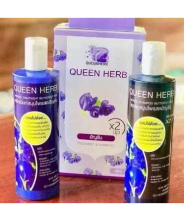 Queen Herb Shampoo & Treatment Set (2 pcs) - Butterfly Pea Nakarad Natural 400ml | International Shipping Available - Buy Online on GoSupps.com