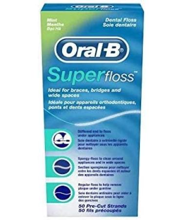 Oral-B Super Floss Mint Dental Floss for Braces Bridges - 300 Strips (6 Pack) - Buy Online on GoSupps.com