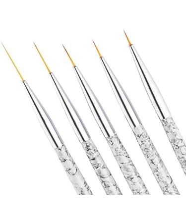 5 Pcs Professional Nail Art Liner Brushes Set - White Marble Design Brush Pen for UV Gel Painting, Point Drill & Drawing - 7/9/11/15/20mm Thin Brushes - Buy Online on GoSupps.com