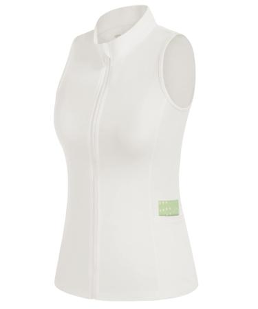 JACK SMITH Women's Golf Vests Lightweight with Pocket Full-Zip Sleeveless Running Jacket Outwear for Hiking Athletic S-2XL Medium Ivory