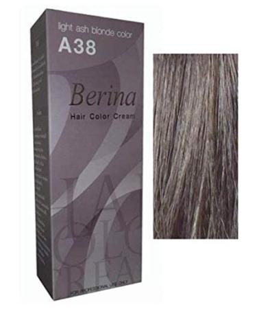 Berina Permanent Hair Dye Color Cream #A38 - Light Ash Blonde | Made in Thailand - International Shipping Available - Buy Online on GoSupps.com