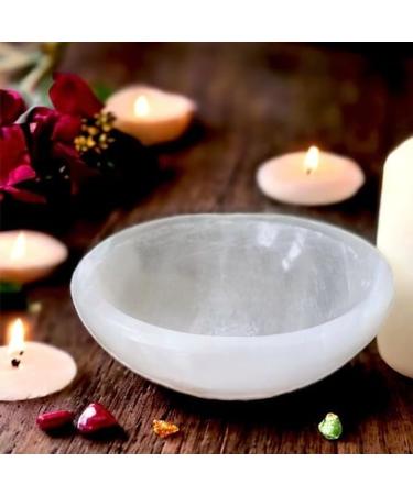 Selenite Round Cleansing Bowl - Handmade 6cm Selenite Stone for Healing, Meditation, and Jewelry Storage - Buy Online on GoSupps.com