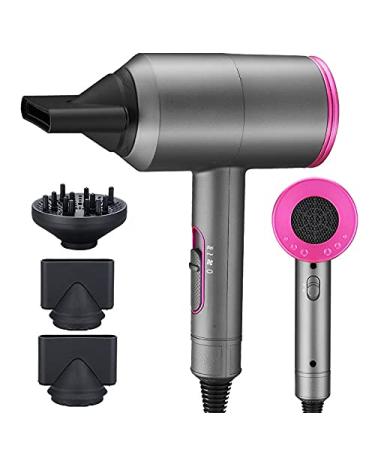 Portable Ionic Hair Dryer with 2 Nozzles & 1 Diffuser 2000W Professional Powerful Blow Dryer Negative Ion Fast Quiet Drying for Hair Care 3 Heating/2 Speed/Cold Settings for Home Travel Salon