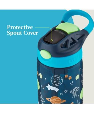 Contigo Kids Water Bottle with Straw 2 Pack 14 oz - Spill Proof Autospout Technology, Easy-Clean Lid, Dishwasher Safe - Cosmos & Gummy Sharks Navy - Buy Online on GoSupps.com