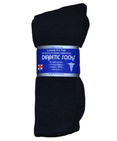Lot of 3 Pairs Mens Black Diabetic Socks Loose Fit Big Size 13-15 Blue Label