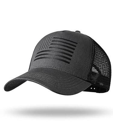 American Flag Trucker Hat - Snapback Hat, Baseball Cap for Men Women - Breathable Mesh Side, Adjustable Fit - for Casual Wear Dark Gray/Black - Buy Online on GoSupps.com