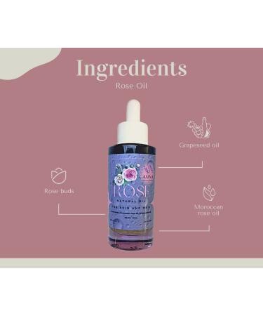 Organic Rose Oil | 100% Pure Infused Rose Oil for Face Skin & Hair | Natural Anti-Aging Moisturizer with Grapeseed Oil | International Shipping Available - Buy Online on GoSupps.com