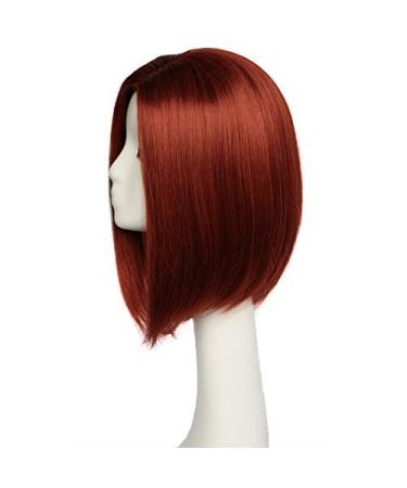 100% Human Hair Short Bob Wig - Red Straight Side Part Women's Full Wig - Buy Online on GoSupps.com