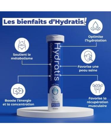 HYDRATIS - Pack of 4 Tubes of Effervescent Tablets with Electrolytes + 500 ml White Bottle - Optimises Hydration - Lemon/Elde - Buy Online on GoSupps.com