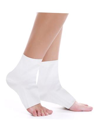 Housoutil 2 Pairs Cracked Heel Socks Rough Calluses Socks Breathable Socks Heel Sleeves Protectors Heel Moisturizing Socks Crack Heel Socks Dry Feet Women's Anti Cracked Feet Gel White