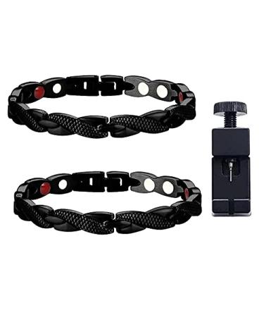 Pipihome Magnnet hard tape 2 Elegant magnetic field therapy Fit plus bracelet anti-fatigue slimming bracelets for men women lose weight improvement in blood circulation with black dismantling tools
