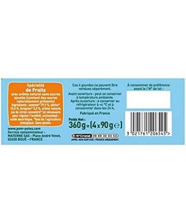 POM'POTES - Organic No Added Sugar Apple Peach Nectar 360G - Pack of 4 - Sold in Packs - Buy Online on GoSupps.com