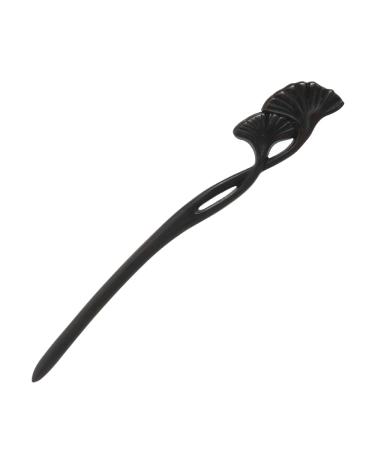 Vintage Hair Stick Pin Set Hand-made Black Traditional Hair Stick Chinese Style Vintage Hairpins Flower Leaves Hair