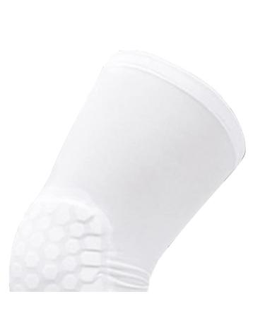 Unisex Knee Brace - Lengthened Anti-Collision Compression Sleeve for Basketball Football Tennis Running | Microfiber Fabric with Hex Cushion | M Size (160-175CM Height) - White - Buy Online on GoSupps.com