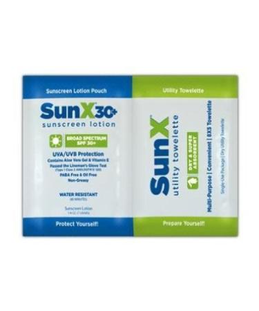 Sun X 71442 SPF 30+ Sunscreen with Towelettes 50-Count