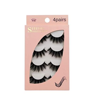 Buy Shidishangpin 3D Natural False Eyelashes - 4 Pairs Fluffy Handmade Volume Strips - Soft & Thick Makeup Cils #G107 - International Shipping Available - Buy Online on GoSupps.com