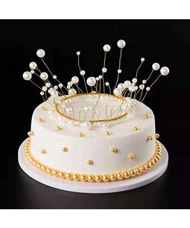Cake Decoration Birthday Pearl Crown Birthday Cake Crown Cake Topper for Baby Shower Birthday Party Wedding Cake Decoration for Children Girls Women Lady - Buy Online on GoSupps.com