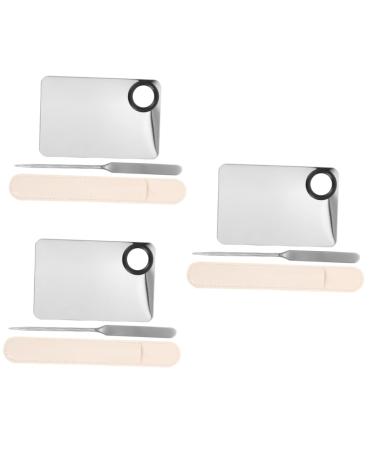 FRCOLOR 3 Sets Liquid Foundation Palette Cream Spatula Make up Spatula Tool Makeup Mixing Palette Metal Whisk Korean Makeup Beauty Spatula Stainless Steel Cosmetic Stirring Rod
