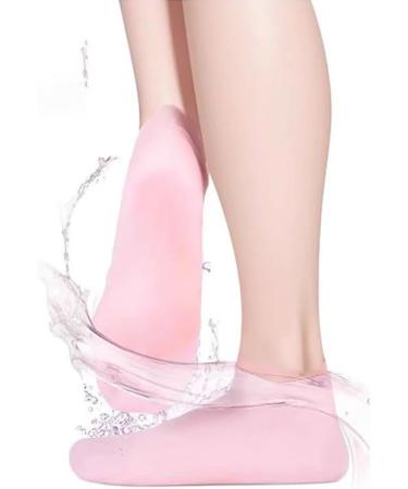 ANCLLO Silicone Moisturizing Socks Women Foot Spa Pedicure Silicone Socks for Cracked Feet Elastic Non Slip Multi Purpose Pink (M) - Buy Online on GoSupps.com