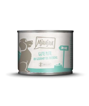 MjAMjAM - Premium Wet Dog Food - Healthy Guinea Fowl on Boiled Rice with Steamed Zucchini, 1 Pack (1 x 200 g), Grain Free with Extra Meat