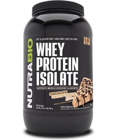 NutraBio 100% Whey Protein Isolate (Chocolate Peanut Butter, 2 Pound) Chocolate Peanut Butter 2 Pound (Pack of 1)