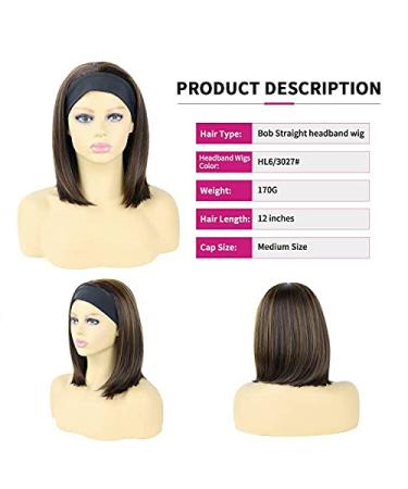 12 Inch Straight Bob Headband Wig for Black Women - Heat Resistant Synthetic Hair for Daily Wear and Cosplay - Buy Online on GoSupps.com
