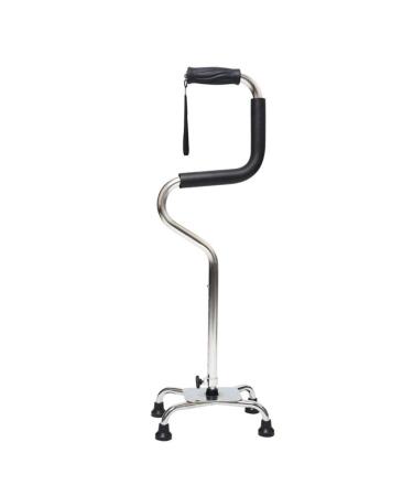 Adults Crutches Quad Base Cane Sit to Stand Walker Lightweight Sturdy Mobility Adjustable Walking Cane 4 Foot Base TPR Handles Seniors & Handicap (Color : Silver)
