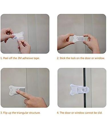 Iwobi Child Lock Cabinet - 4-Pack Baby Safety Sliding Door Lock No Drilling Ideal for Refrigerators & Windows - White - Buy Online on GoSupps.com