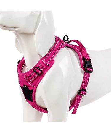 Winhyepet truelove dog harness no-pull reflective adjustable pet dishes with 2 linen clips simple control handle for small medium-sized and large dogs TLH5651 XS Pink