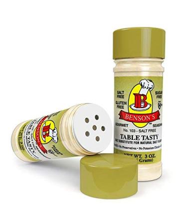 Bensons Table Tasty Salt Substitute - No Potassium Chloride, No Sodium Alternative - 6-Pack Plastic Bottles (3 oz each) - Buy Online on GoSupps.com