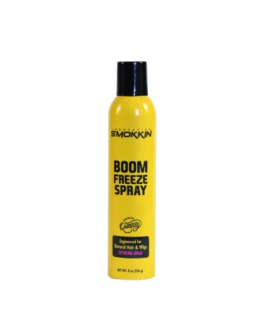 Boom Freeze Spray - Edge Control & Extreme Hold - For All Hair Types Curly Hair Ultimate Styling Solution Alcohol Free 8 Fluid Ounces