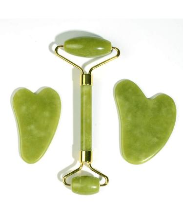 3-in-1 Face & Body Jade Roller and Gua Sha Set | 100% Natural Real Stone | Authentic Anti-Aging Beauty Tool - Buy Online on GoSupps.com