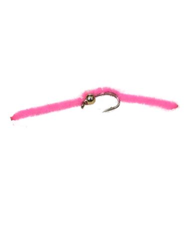 Tungsten Bead Head San Juan Worm Fishing Flies - 1 Dozen on Mustad Signature Fly Hook Size 14 - Available in Red, Pink, Brown or Assorted