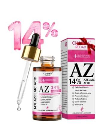 14% Azelaic Acid Facial Serum with Niacinamide & Hyaluronic Acid Helps Calm Redness Improve Blemishes & Dark Spots Gentle Care for Sensitive Skin 40ml / 1.4 fl oz 1.4 Fl Oz (Pack of 1)