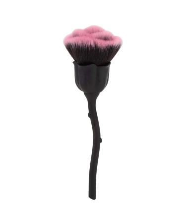 Nail dust brush art design puncture painting pen rose shape long grip nail art brush manicure nail polishing powder removal brush (02# black + pink))
