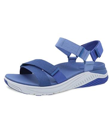 Dansko Racquel Fully Adjustable Sport Sandal for Women  Lightweight EVA Midsole and Rubber Outsole  Natural Arch Technology for Added Support  Hook and Loop Closures 7.5-8 Blue Multi