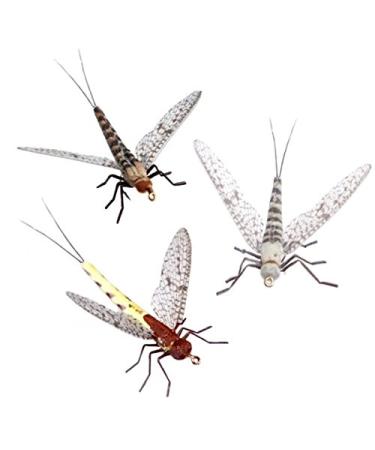 Synthfly Lifelike Mayfly Pack of 8 Mayflies for Fly Fishing (Gray & Brown Drake in Sizes 10 12 14 and Danica in Sizes 10 12)