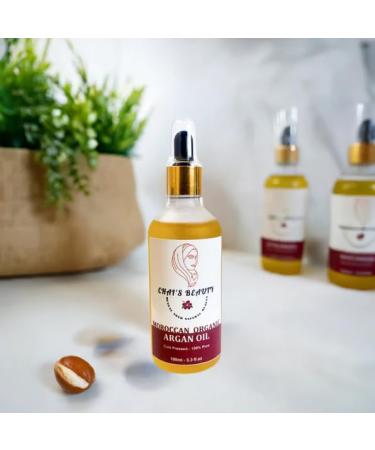 Organic Moroccan Cold Pressed Argan Oil - Chai's Beauty 3.38 Fl Oz | Premium Skincare Oil for Healthy Hair & Skin - Buy Online on GoSupps.com