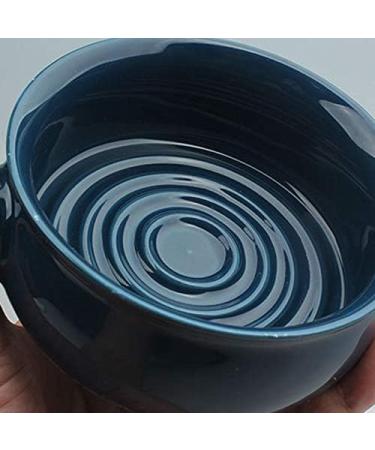 Tsadeer Royal Blue Ceramic Beard Mug for Men - Wide Mouth Shaving Bowl with Brush & Soap Holder - Buy Online on GoSupps.com