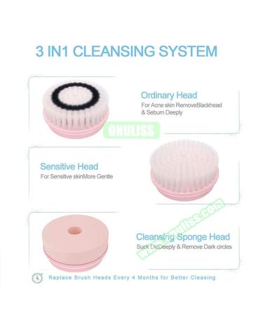 Ubbetter Rechargeable Facial Brush Set | 2 Speeds, 3 Brush Heads, Blackhead Remover | Exfoliating Massage | Waterproof Cleansing Brush - Buy Online on GoSupps.com