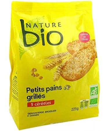 Nature Bio Crispy Toasted Buns with 5 Cereals 225 g - Source of Fiber and Vitamins - Ideal for your healthy snacks and to accompany your dishes - Bread - Pack of 4 - Sold as a set - Buy Online on GoSupps.com