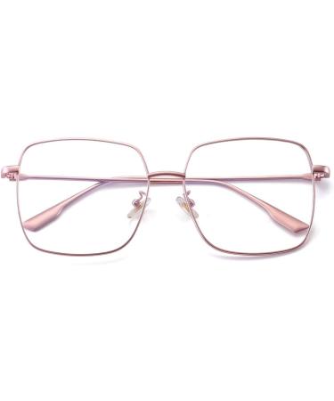 Dollger blue light filter glasses for women men blue light block glasses square metal metal large frame glasses anti blue light pc tv gaming pink