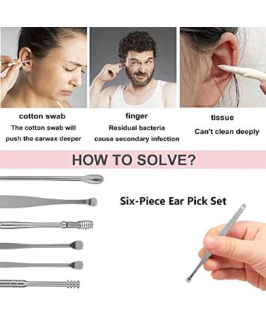Ear Wax Remover 6 Pcs Premium Stainless Steel Ear Wax Removal Kit Ear Curette Ear Cleaner Tools for Children and Adult Earwax Removal Kit Cleaning Kit with Portable Bag (silver) - Buy Online on GoSupps.com