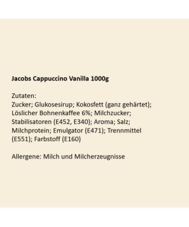 Buy Jacobs Professional Cappuccino Vanilla Instant Coffee 1kg - Premium Soluble Coffee with Vanilla Flavor | International Shipping Available - Buy Online on GoSupps.com