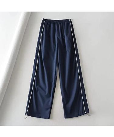 XPONNI Women's Navy Baggy Parachute Track Pants - Y2K Style | Small - Buy Online on GoSupps.com