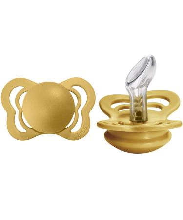 BIBS Pacifiers - Couture Collection | BPA-Free Baby Pacifier | Made in Denmark | Set of 2 Mustard Color Premium Soothers | Size 0-6 Months