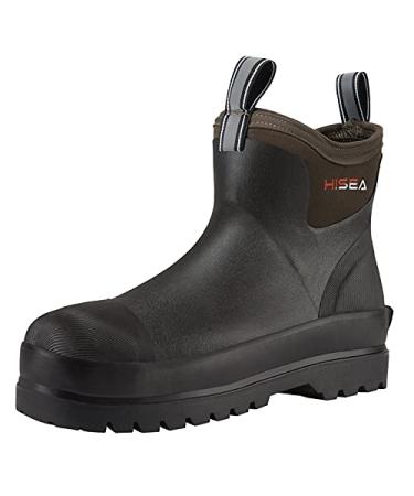 HISEA Men's Work Boots Chelsea Rain Boots Waterproof Garden Boots Durable Rain Shoes for Fishing Hunting Mud Working Outdoor 12 Brown