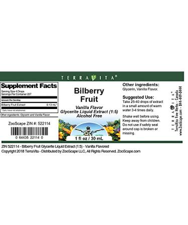 Bilberry Fruit Glycerite Liquid Extract (1:5) - Vanilla Flavored (1 oz ZIN: 522114) - 3 Pack - Buy Online on GoSupps.com