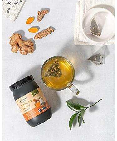 Paromi Organic Turmeric Ginger Green Tea - 15 Non-GMO Pyramid Tea Bags - Buy Online on GoSupps.com