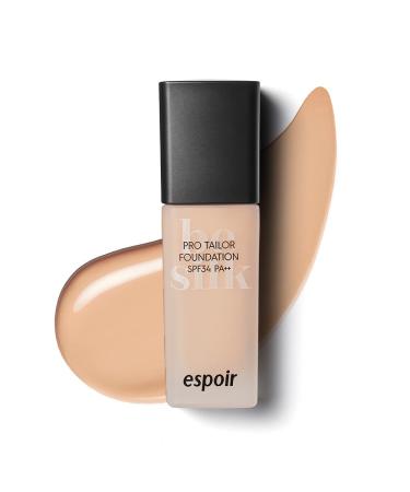 ESPOIR Pro Tailor Foundation Be Silk SPF34 PA++ 30ml 6 Buff | Long Lasting Silky-Smooth Makeup with Excellent Cover | Korean Skincare